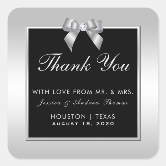 シルスタイリッシュバージェムボウ&ブラ結婚ックズ スクエアシール (正面)