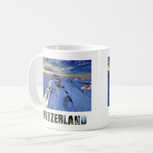 シルトーンマウンテンスイスアルプススイスサンライズ コーヒーマグカップ (正面左)