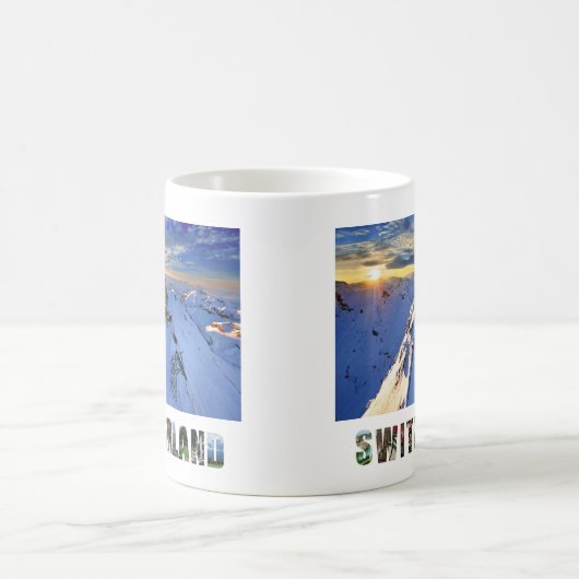 シルトーンマウンテンスイスアルプススイスサンライズ コーヒーマグカップ (中央)