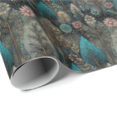 シルバお洒落ーとブルーのデザインのクリスマスツリー ラッピングペーパー (ロールコーナー)