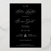 シルバお洒落ーモダンラグジュアリー2枚コラージュ 箔招待状 (裏面)