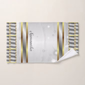 シルバかわいらしーグレーと金ゴールドスクリプト バスタオルセット (ハンドタオル)