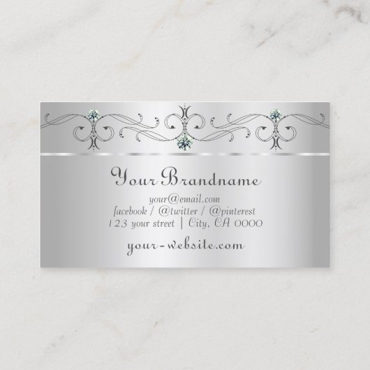 シルバエレガントスの角華美曲がった宝石モノグラム 名刺 (裏面)