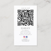 シルバエレガントスターカスタムズ写真QRソーシャルメディア 名刺 (裏面)