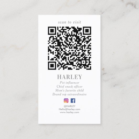 シルバエレガントスターカスタムズ写真QRソーシャルメディア 名刺 (裏面)