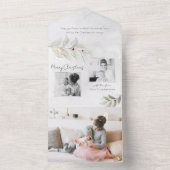 シルバエレガントスモダン・クリスマス・フローラ2枚 – 写真 オールインワン招待状 (内側)