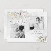 シルバエレガントスモダン・クリスマス・フローラ2枚 – 写真 シーズンポストカード (正面/裏面)