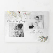 シルバエレガントスモダン・クリスマス・フローラ2枚 – 写真 三つ折りクリスマスカード (カバー)