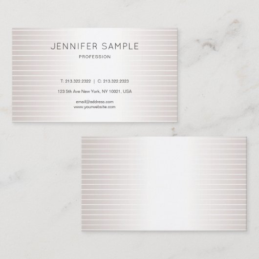 シルバエレガントフェイクイニシャイモダンープレーンラグジュアリーシック 名刺 (正面/裏面)