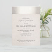 シルバエレガントフェイクストライプのーベージュリネンルック 招待状 (スタンド正面)