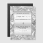 シルバエレガントモダンーの誓いの更新 マグネット招待状 (正面/裏面)