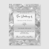 シルバエレガントモダン結婚ス マグネット招待状 (正面)