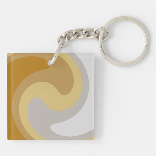 シルバエレガントリッシュグレーの黄金色に輝くトゥイルアート キーホルダー (裏面)