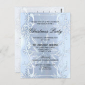 シルバエレガントルクリスタルクリスマス招待状 ポストカード (正面/裏面)