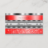 シルバエレガントルビーきらめくレッドグリッターダイヤモンド 名刺 (正面)