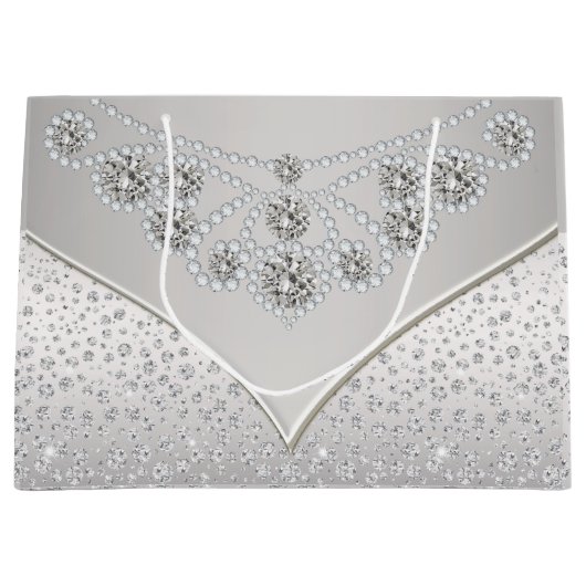 シルバエレガントンドダイヤモンドプリンセスブ結婚ライド ラージペーパーバッグ (正面)