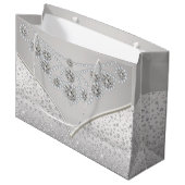 シルバエレガントンドダイヤモンドプリンセスブ結婚ライド ラージペーパーバッグ (正面アングル)