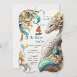 シルバエレガントンドラゴンの金ゴールドにシックな渦よくはしゃぐ巻 招待状