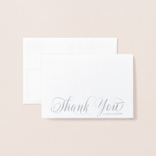 シルバエレガントーありがとう結婚の書道の写真 箔カード (封筒付き正面)