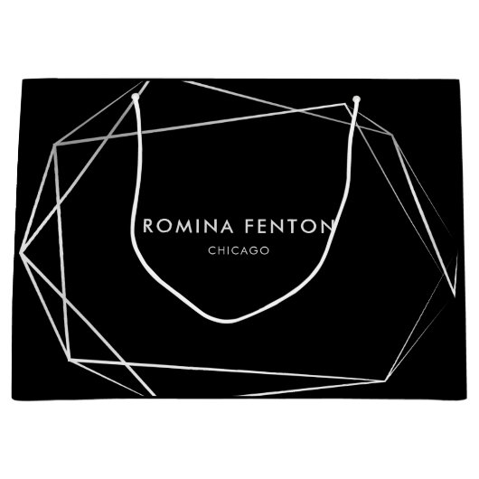 シルバエレガントーのフレームモダンプロフェッショナル ラージペーパーバッグ (正面)