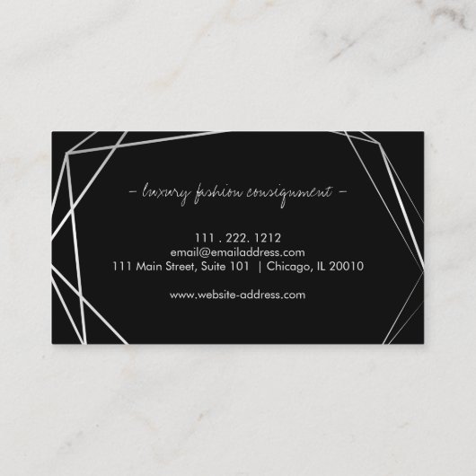 シルバエレガントーのフレームモダンプロフェッショナル 名刺 (裏面)