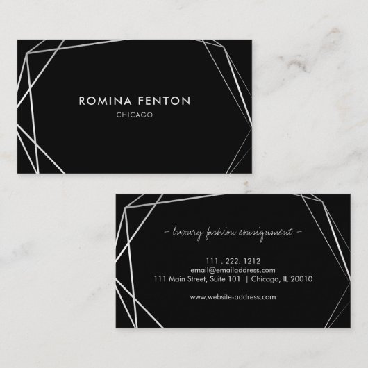 シルバエレガントーのフレームモダンプロフェッショナル 名刺 (正面/裏面)