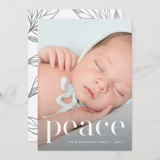 シルバエレガントーの平和離れ写真クリスマス シーズンカード (正面/裏面)