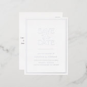 シルバエレガントーは日付を保存 箔招待状ポストカード (正面/裏面)