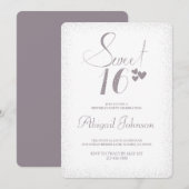 シルバエレガントーガールズスウィート16誕生日 招待状 (正面/裏面)