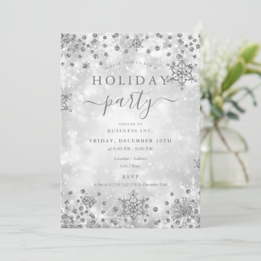 シルバエレガントークリスマスウィンターカンパニーホリデー 招待状 (スタンド正面)