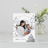 シルバエレガントークリスマスツリーツーフォトホリデー 箔シーズンポストカード (立ち正面)