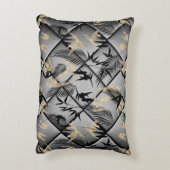 シルバエレガントーググレイブラック金ゴールドパームズバンブーデコール アクセントクッション (裏面(縦))