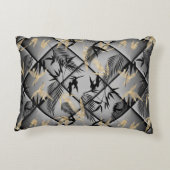 シルバエレガントーググレイブラック金ゴールドパームズバンブーデコール アクセントクッション (裏面)