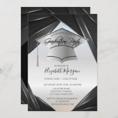 シルバエレガントーグラードキャップ卒業 招待状 (正面/裏面)