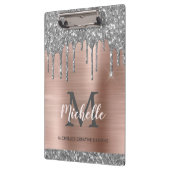 シルバエレガントーグリッタードリップスバラモノグラムの金ゴールド クリップボード (左)