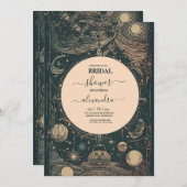 シルバエレガントーグリーンタロットブライダルシャワー 招待状 (正面/裏面)