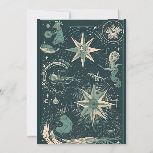 シルバエレガントーグリーンタロットブライダルシャワー 招待状 (裏面)