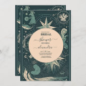 シルバエレガントーグリーンタロットブライダルシャワー 招待状 (正面/裏面)