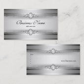 シルバエレガントーグレイ白ストライプパールチェーン 名刺 (正面/裏面)
