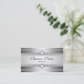 シルバエレガントーグレイ白ストライプパールチェーン 名刺 (スタンド正面)