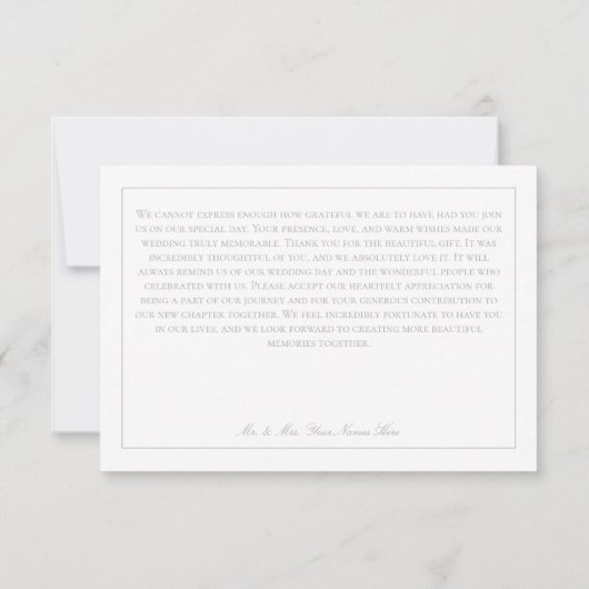 シルバエレガントーグレーチノイスリーケルブ結婚ズ サンキューカード (裏面)