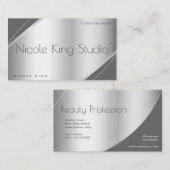 シルバエレガントーグレーブラックグラムスタイルプロフェッショナル 名刺 (正面/裏面)