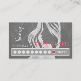 シルバエレガントーグレーレザールックヘアサロンパンチ ロイヤリティカード