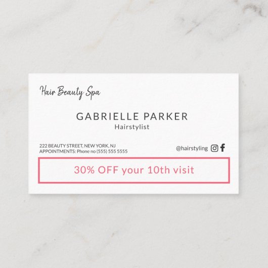 シルバエレガントーグレーレザールックヘアサロンパンチ ロイヤリティカード (裏面)