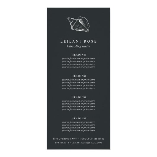 シルバエレガントーコンチシェル |価格またはサービス ラックカード (正面)