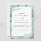 シルバエレガントージュウォーター色ボタニカル結婚ズ 招待状 (正面)