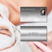 シルバエレガントースタイリッシュ鏡フォントシックと写真 名刺