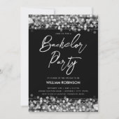 シルバエレガントーストリングライトバチュラーパーティ 招待状 (正面)