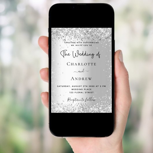 シルバエレガントースパーク結婚スクリプト 招待状