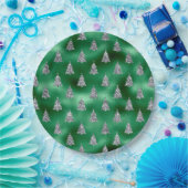 シルバエレガントーツリーズクリスマス ペーパープレート (パーティー)